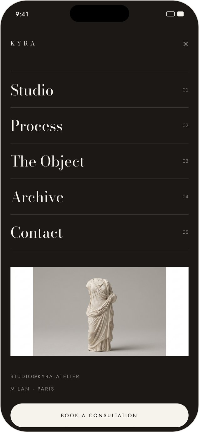 Kyra navigation menu