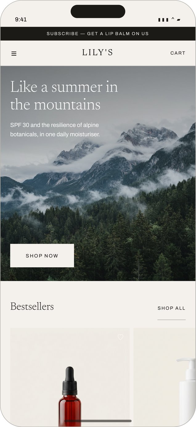 Lily's homepage hero