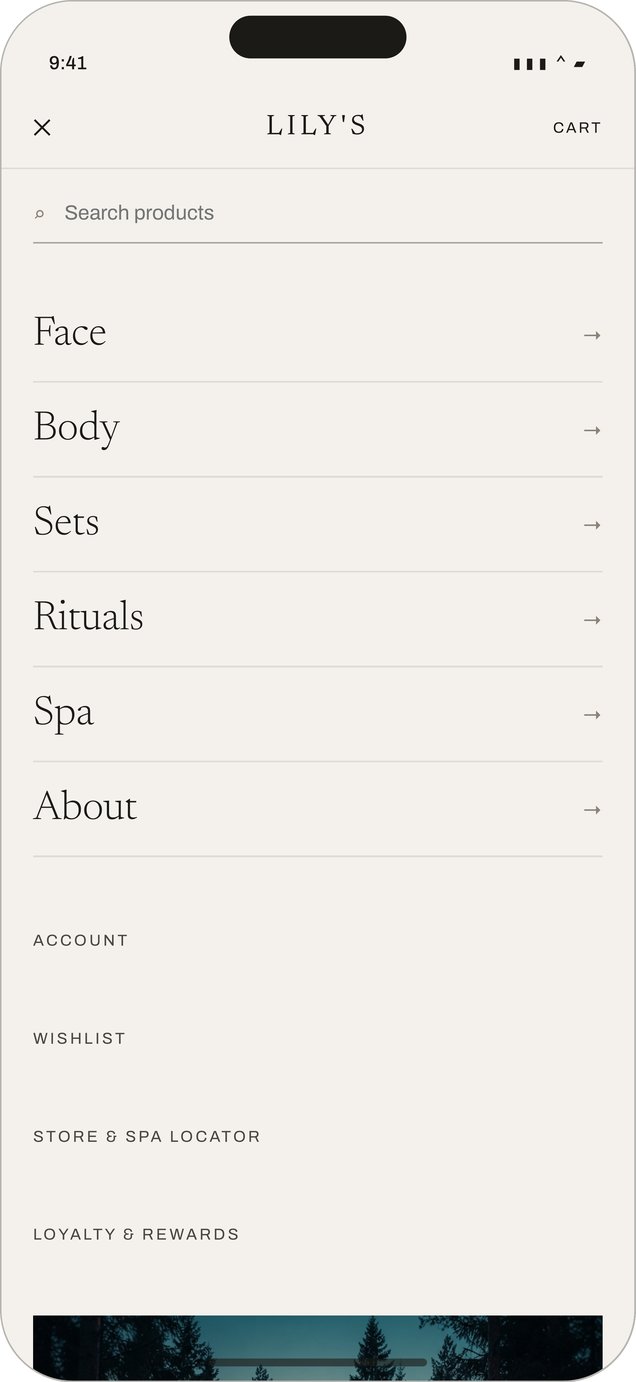 Lily's navigation menu