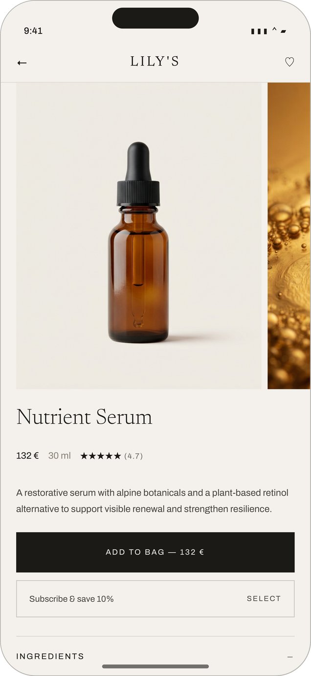 Lily's product page