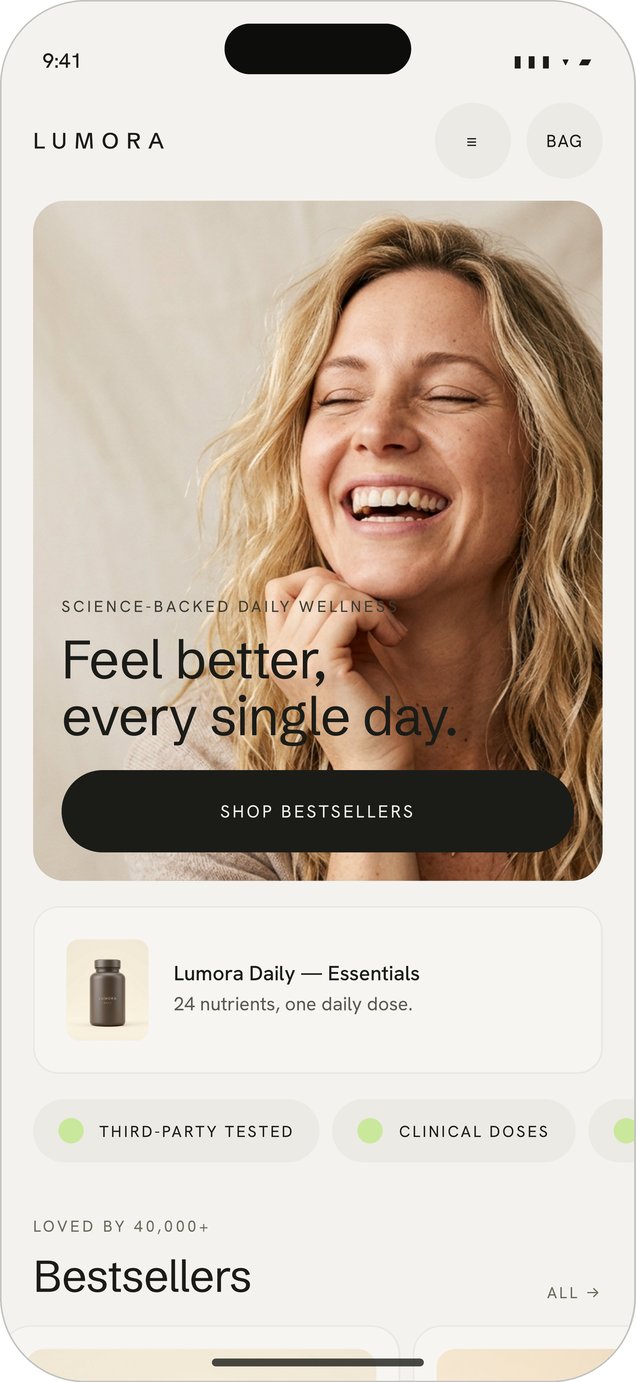 Lumora homepage hero