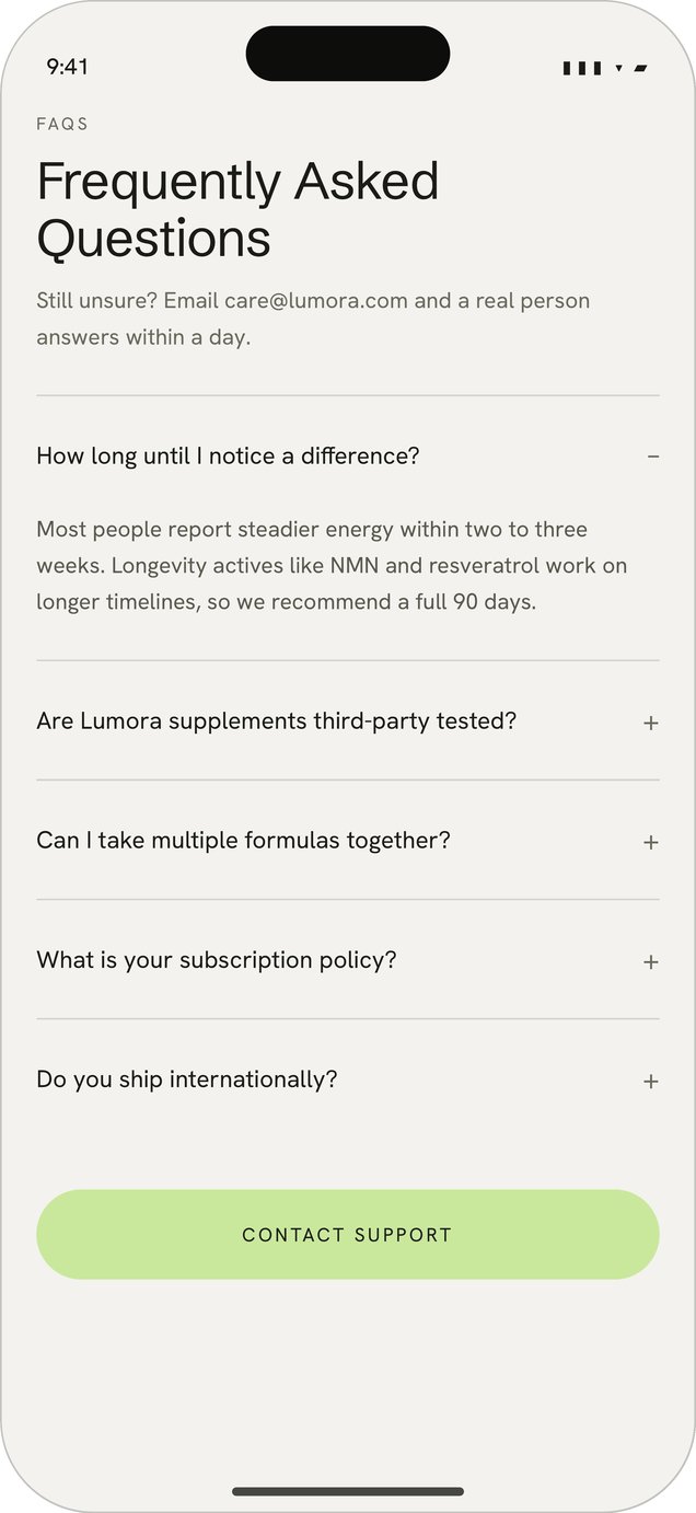 Lumora frequently asked questions