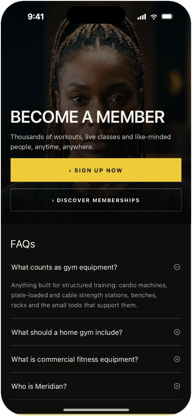 Meridian Strength membership section