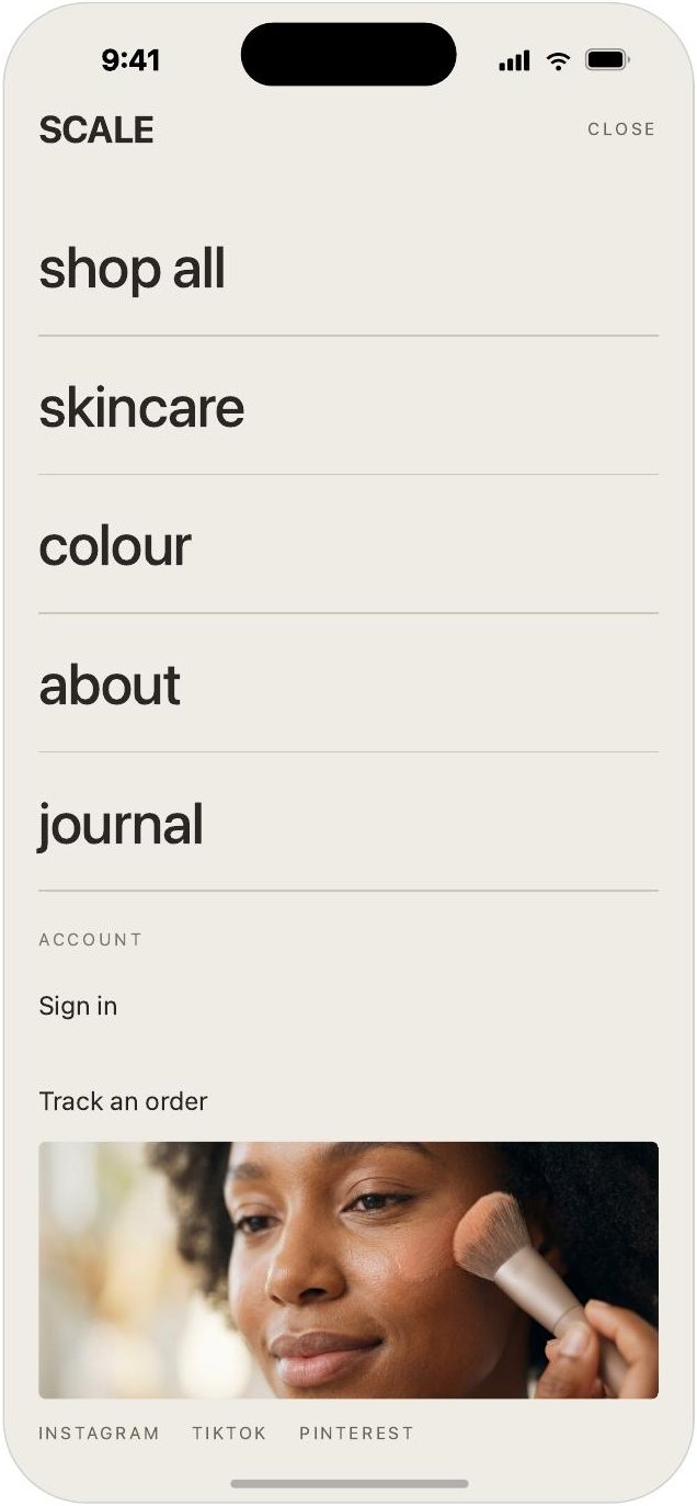 Scale Skincare menu